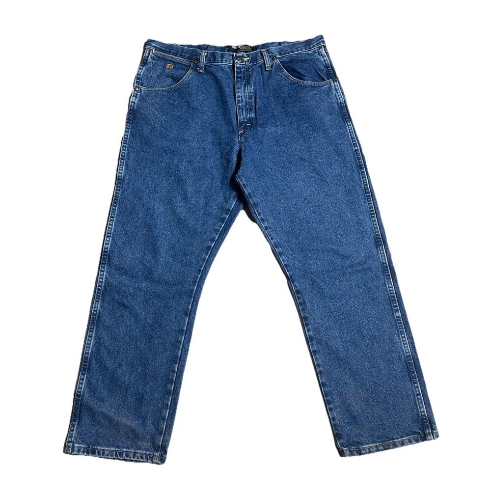 Wrangler George Strait Jeans Mens Size 38x32 Blue Wash Straight Denim Pants